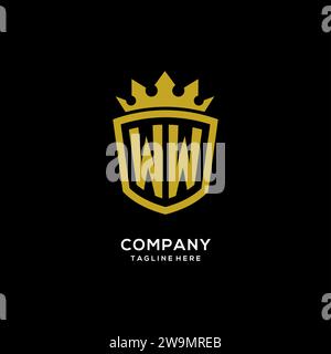 Anfängliche WW-Logo-Schild-Krone-Stil, luxuriöse elegante Monogramm-Logo-Design-Vektorgrafik Stock Vektor