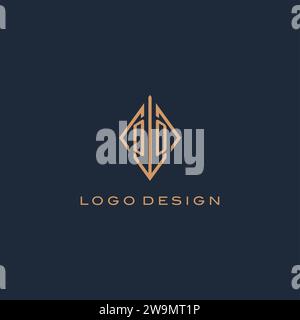 Monogramm DO Logo mit Rautenmuster, luxuriöses modernes Logo Design Vektorgrafik Stock Vektor