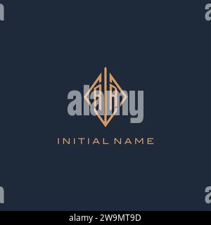 Monogramm-RR-Logo mit Rautenmuster, luxuriöse moderne Vektorgrafik im Logodesign Stock Vektor