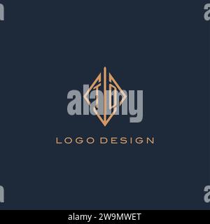 Monogramm ZU Logo im Rautenrautenstil, luxuriöses modernes Logodesign mit Vektorgrafik Stock Vektor