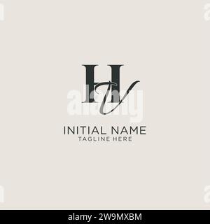 HV-Letter-Monogramm mit Initialen und elegantem, luxuriösem Stil. Corporate Identity und persönliche Logo-Vektorgrafik Stock Vektor