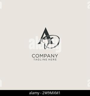Monogramm mit Initialen und AD-Buchstaben in elegantem, luxuriösem Stil. Corporate Identity und persönliche Logo-Vektorgrafik Stock Vektor