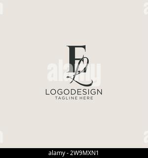 Monogramm mit Initialen und EL-Buchstaben in elegantem, luxuriösem Stil. Corporate Identity und persönliche Logo-Vektorgrafik Stock Vektor