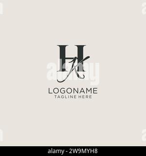 Monogramm mit HK-Initialen und elegantem, luxuriösem Stil. Corporate Identity und persönliche Logo-Vektorgrafik Stock Vektor