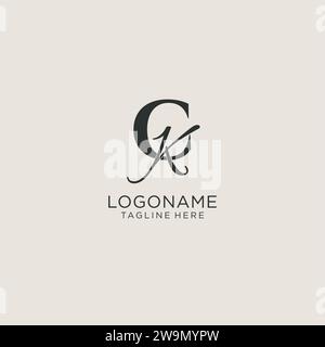 Monogramm mit CK-Initialen und elegantem Luxus-Stil. Corporate Identity und persönliche Logo-Vektorgrafik Stock Vektor