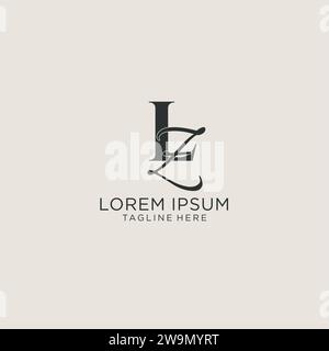 Monogramm mit Initialen und LZ-Buchstaben in elegantem, luxuriösem Stil. Corporate Identity und persönliche Logo-Vektorgrafik Stock Vektor