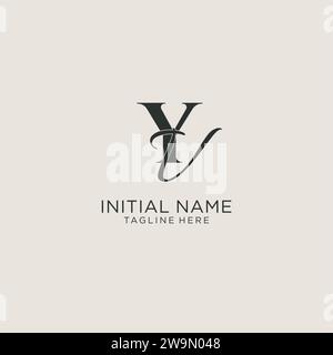 YV Letter Monogramm mit Initialen und elegantem Luxus-Stil. Corporate Identity und persönliche Logo-Vektorgrafik Stock Vektor