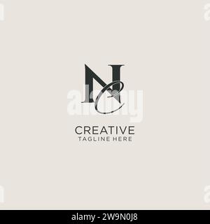 Monogramm mit Initialen und NC-Buchstaben in elegantem, luxuriösem Stil. Corporate Identity und persönliche Logo-Vektorgrafik Stock Vektor