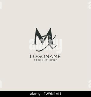 Initialen MX Letter Monogramm mit elegantem Luxus-Stil. Corporate Identity und persönliche Logo-Vektorgrafik Stock Vektor