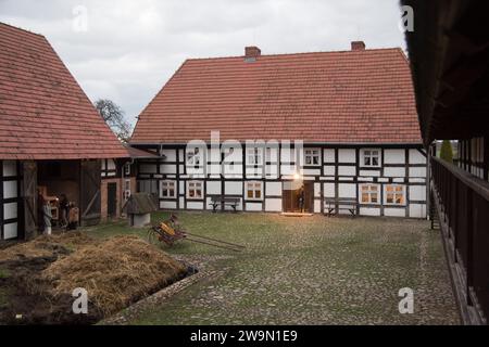 Albrecht Cottage Museum, und über hundert Jahre alte karierte Haus in Swolowo, Polen, genannt die Hauptstadt des karierten-Haus Land © Wojciech S Stockfoto