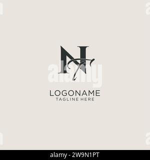 Monogramm mit den Initialen des NT Letters in elegantem, luxuriösem Stil. Corporate Identity und persönliche Logo-Vektorgrafik Stock Vektor