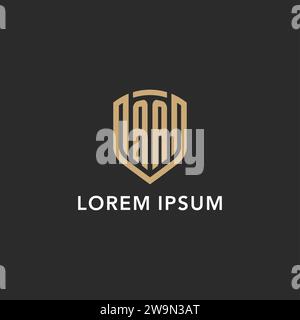 Luxus AA Logo Monogramm Schildform Monoline Stil mit Goldfarbe und dunkler Hintergrund Vektor Grafik Stock Vektor