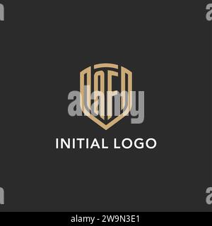 Luxus AF Logo Monogramm Schildform Monoline Stil mit Goldfarbe und dunkler Hintergrund Vektor Grafik Stock Vektor