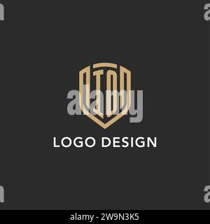 Luxus IO Logo Monogramm Schildform Monoline Stil mit Goldfarbe und dunkler Hintergrund Vektor Grafik Stock Vektor