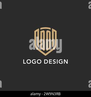 Luxus DO Logo Monogramm Schildform Monoline Stil mit Goldfarbe und dunkler Hintergrund Vektor Grafik Stock Vektor