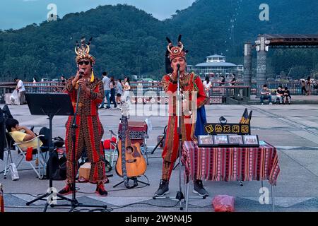 Traditionelle Thao-Sänger, Ita Thao, Sun Moon Lake, Yuchi, Taiwan Stockfoto