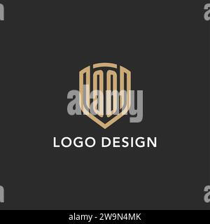 Luxus OO Logo Monogramm Schildform Monoline Stil mit Goldfarbe und dunkler Hintergrund Vektor Grafik Stock Vektor