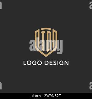 Luxus ZU Logo Monogramm Schildform Monoline Stil mit Goldfarbe und dunkler Hintergrund Vektor Grafik Stock Vektor