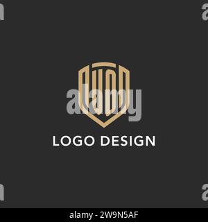 Luxus VO Logo Monogramm Schildform Monoline Stil mit Goldfarbe und dunkler Hintergrund Vektor Grafik Stock Vektor