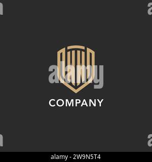 Luxus WW Logo Monogramm Schildform Monoline Stil mit Goldfarbe und dunkler Hintergrund Vektor Grafik Stock Vektor