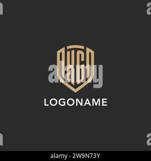 Luxus XG Logo Monogramm Schildform Monoline Stil mit Goldfarbe und dunkler Hintergrund Vektor Grafik Stock Vektor