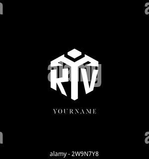 Ursprüngliche KV-Logo-Vektorgrafik mit sechseckiger Form und geometrischem Stil Stock Vektor