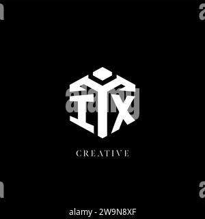 Ursprüngliche IX-Logo-Vektorgrafik in sechseckiger Form im geometrischen Stil Stock Vektor
