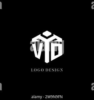 Ursprüngliche Vektorgrafik des VO-Logos in sechseckiger Form mit geometrischem Stil Stock Vektor