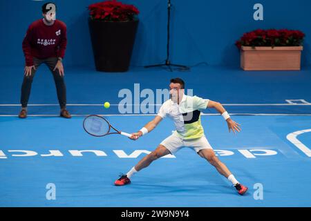 Roberto Butista, I Carlos Alcaraz Cup, Murcia Sports Palace, Region Murcia, Benefizspiel von Carlos Alcaraz gegen Roberto Bautista, 28. Dezember, Stockfoto