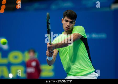 Carlos Alcaraz, I Carlos Alcaraz Cup, Murcia Sports Palace, Region Murcia, Benefizspiel von Carlos Alcaraz gegen Roberto Bautista, 28. Dezember 2 Stockfoto