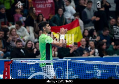 Carlos Alcaraz, I Carlos Alcaraz Cup, Murcia Sports Palace, Region Murcia, Benefizspiel von Carlos Alcaraz gegen Roberto Bautista, 28. Dezember 2 Stockfoto