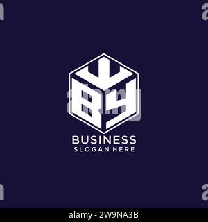 Initialen DURCH Logo-Sechseck-Form, kreatives geometrisches Logo-Design Konzept Vektorgrafik Stock Vektor