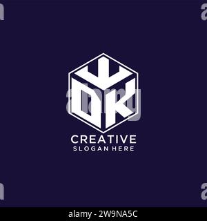 Initialen DK-Logo sechseckige Form, kreatives geometrisches Logo Design Konzept Vektorgrafik Stock Vektor