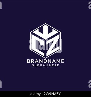 Initialen CZ Logo sechseckige Form, kreatives geometrisches Logo Design Konzept Vektorgrafik Stock Vektor