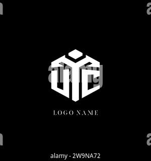 Anfängliche geometrische Vektorgrafik mit UC-Logo in sechseckiger Form Stock Vektor