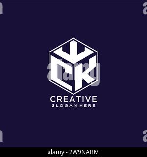 Initialen CK-Logo sechseckige Form, kreatives geometrisches Logo Design Konzept Vektorgrafik Stock Vektor