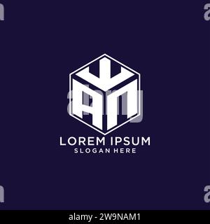 Initialen EIN Logo in sechseckiger Form, kreatives geometrisches Logo Design Konzept Vektorgrafik Stock Vektor