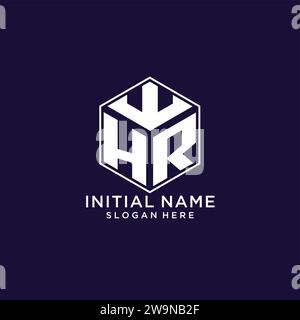 Initialen HR-Logo sechseckige Form, kreatives geometrisches Logo Design Konzept Vektorgrafik Stock Vektor