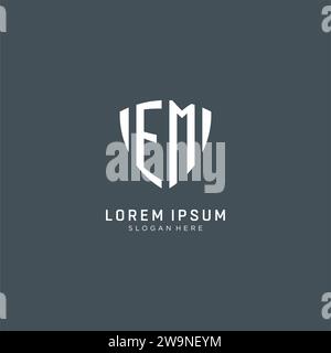 Initialen EM-Logo-Schild-Form, kreatives Logo-Design-Konzept Vektorgrafik Stock Vektor