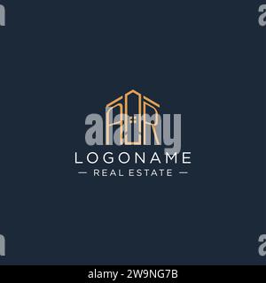 Anfangsbuchstabe AR-Logo mit abstrakter Hausform, luxuriöser und moderner Immobilienlogo-Design-Vektorgrafik Stock Vektor