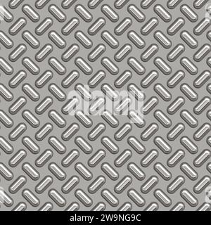 Gestochenes Metall, nahtloser Hintergrund. Nahtlose High-Resolution-Textur (8000x8000) von Metallwand oder -Boden. Eisen Diamantplatten Industrie realistisches nahtloses Muster. Stockfoto