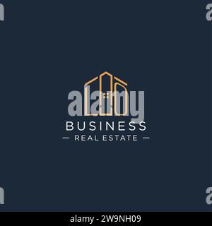 Initial Letter LO Logo mit abstrakter Hausform, Luxus und moderne Immobilien Logo Design Vektorgrafik Stock Vektor