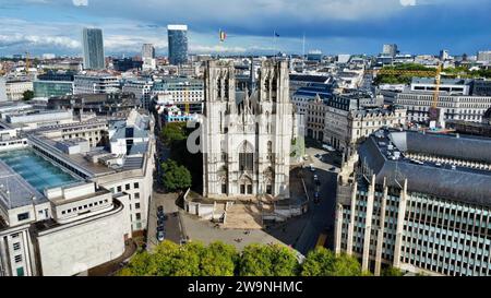 Drohnenfoto St.-Michel-et-Gudule Kathedrale Brüssel Belgien Europa Stockfoto