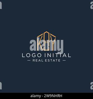 Initial Letter KY Logo mit abstrakter Hausform, Luxus und moderne Immobilien Logo Design Vektorgrafik Stock Vektor