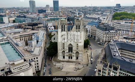 Drohnenfoto St.-Michel-et-Gudule Kathedrale Brüssel Belgien Europa Stockfoto