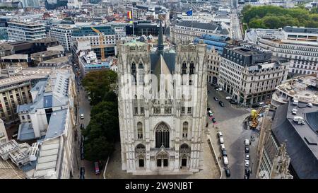 Drohnenfoto St.-Michel-et-Gudule Kathedrale Brüssel Belgien Europa Stockfoto