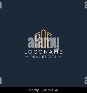 Initial Letter SE Logo mit abstrakter Hausform, Luxus und moderne Immobilien Logo Design Vektorgrafik Stock Vektor