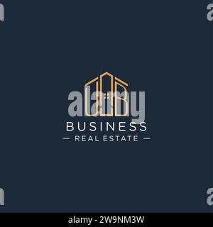 Initial Letter UB Logo mit abstrakter Hausform, Luxus und moderne Immobilien Logo Design Vektorgrafik Stock Vektor