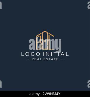 Initial Letter BL Logo mit abstrakter Hausform, Luxus und moderne Immobilien Logo Design Vektorgrafik Stock Vektor