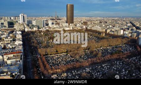 Drohnenfoto Montparnasse Tower Paris Frankreich Europa Stockfoto